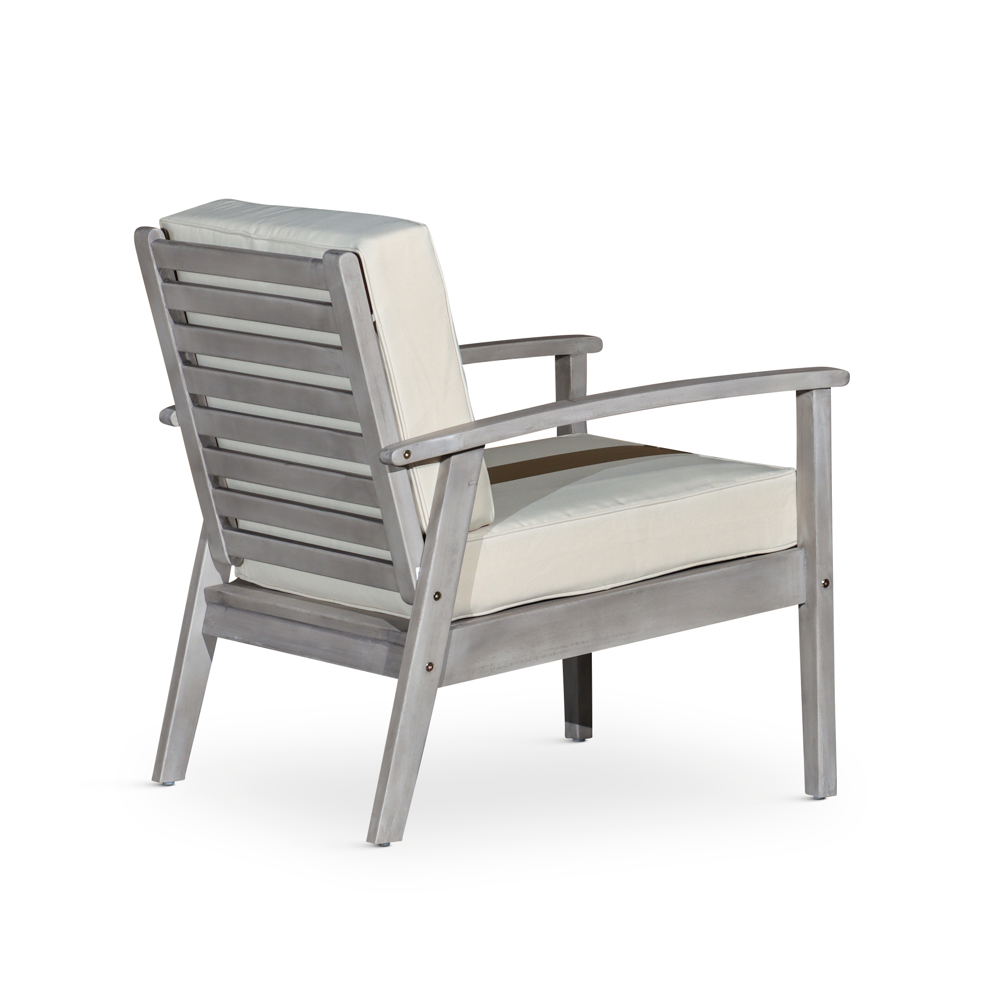 Deep Seat Eucalyptus Chair, Silver Gray Finish, Sand silver+grey-eucalyptus