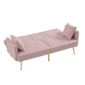 Pink Velvet Futon Sofa Bed With Gold Metal Legs Pink Velvet Wood Tufted Back Eucalyptus Square Arms Foam Velvet 2 Seat