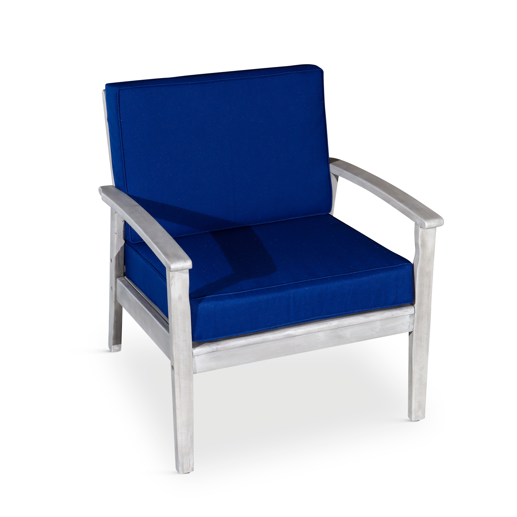 Deep Seat Eucalyptus Chair, Silver Gray Finish, Navy silver+grey-eucalyptus
