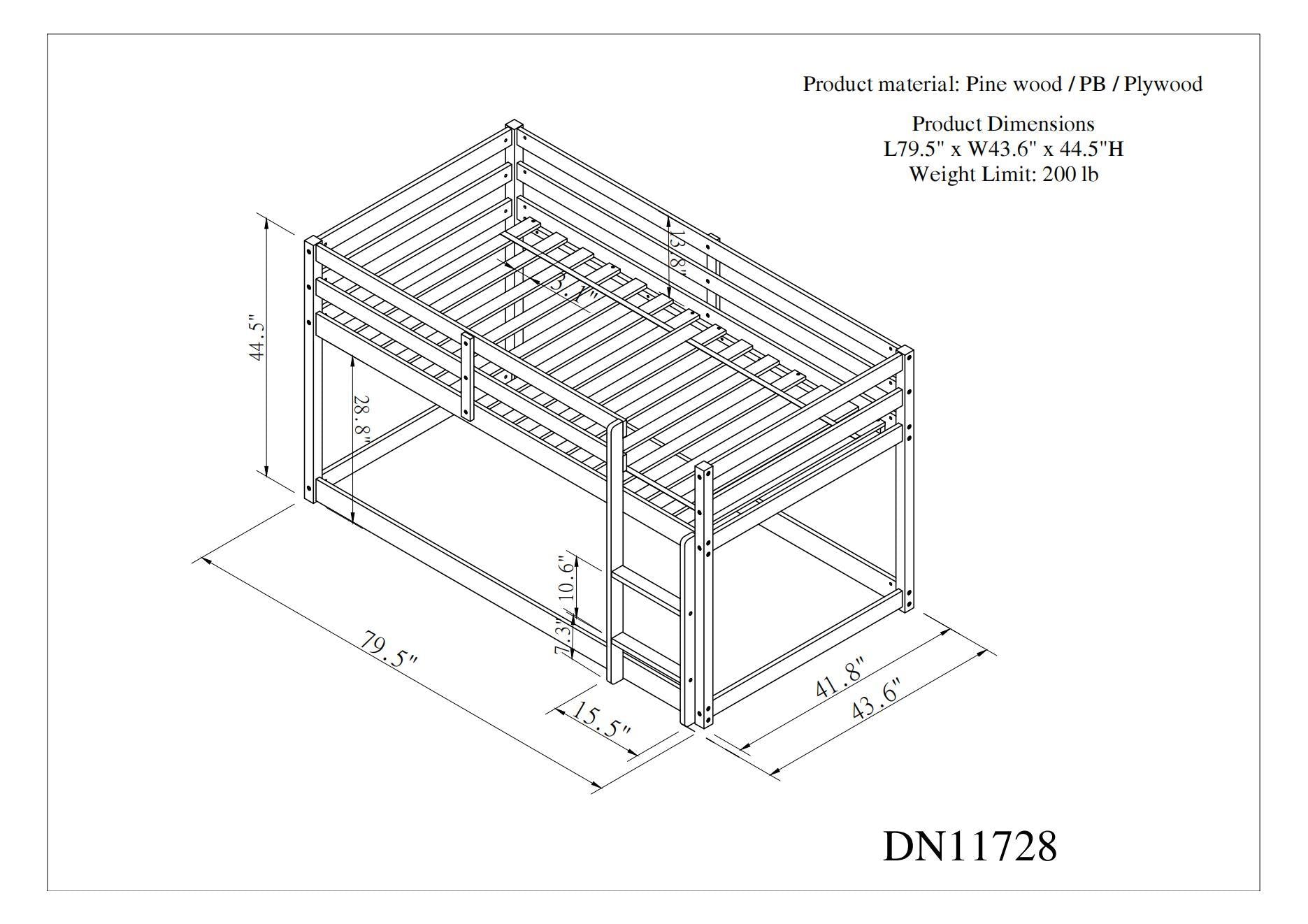 Loft Twin Bedwhite Sku:W504P179438 Twin White Pine