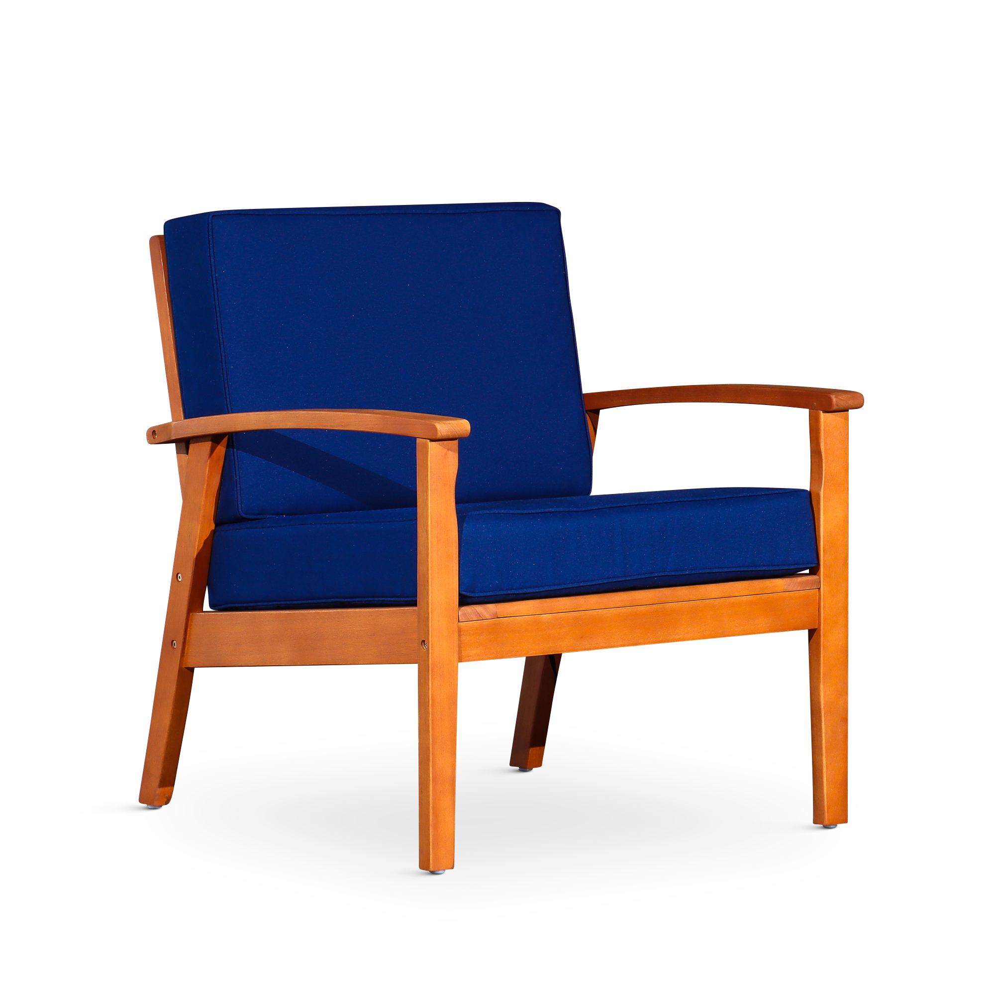Deep Seat Eucalyptus Chair, Natural Oil Finish, Navy natural-eucalyptus