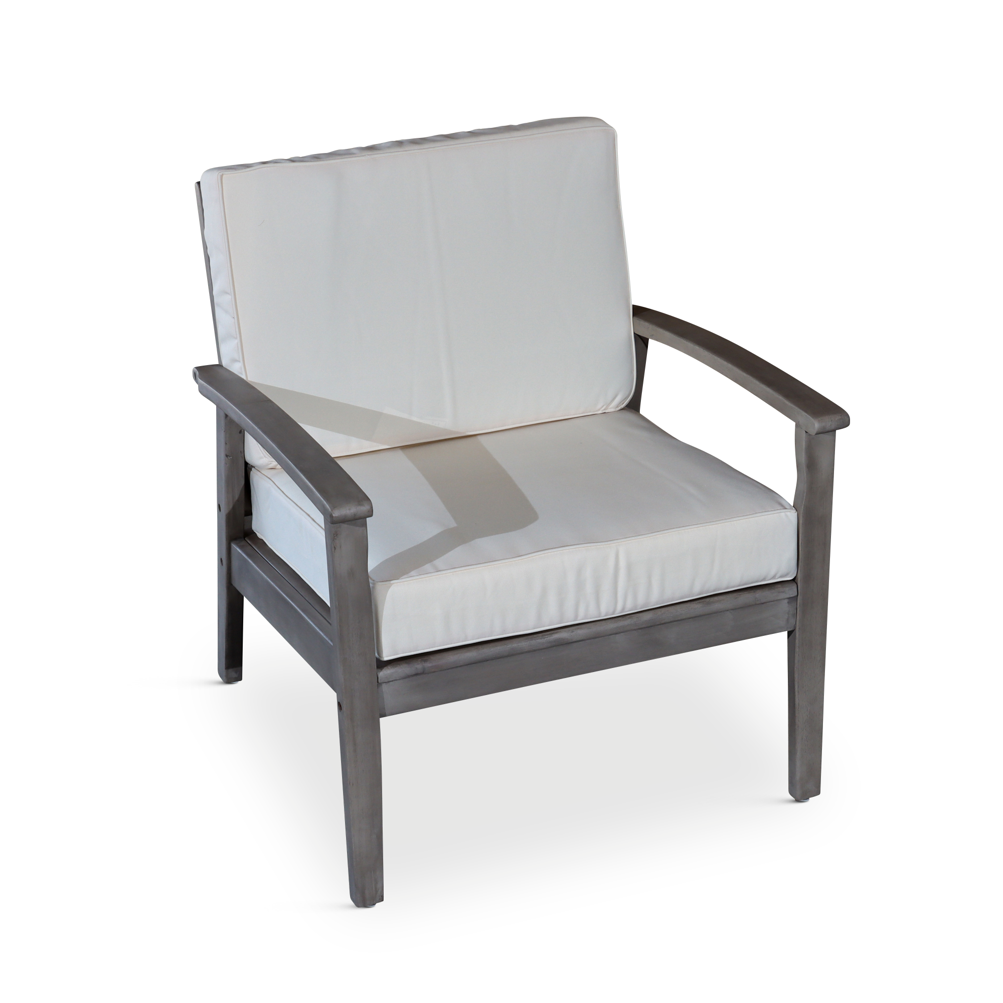 Deep Seat Eucalyptus Chair, Silver Gray Finish, Cream silver+grey-eucalyptus
