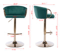 Set Of 2 Bar Stools,With Chrome Footrest And Base Swivel Height Adjustable Mechanical Lifting Velvet Golden Leg Simple Bar Stool Green Green Foam Fabric