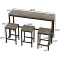 Modern Design Kitchen Dining Table, Pub Table, Long Dining Table Set With 3 Stools, Easy Assembly, Brown Gray Same Sku:W75753849 Brown Gray Mdf