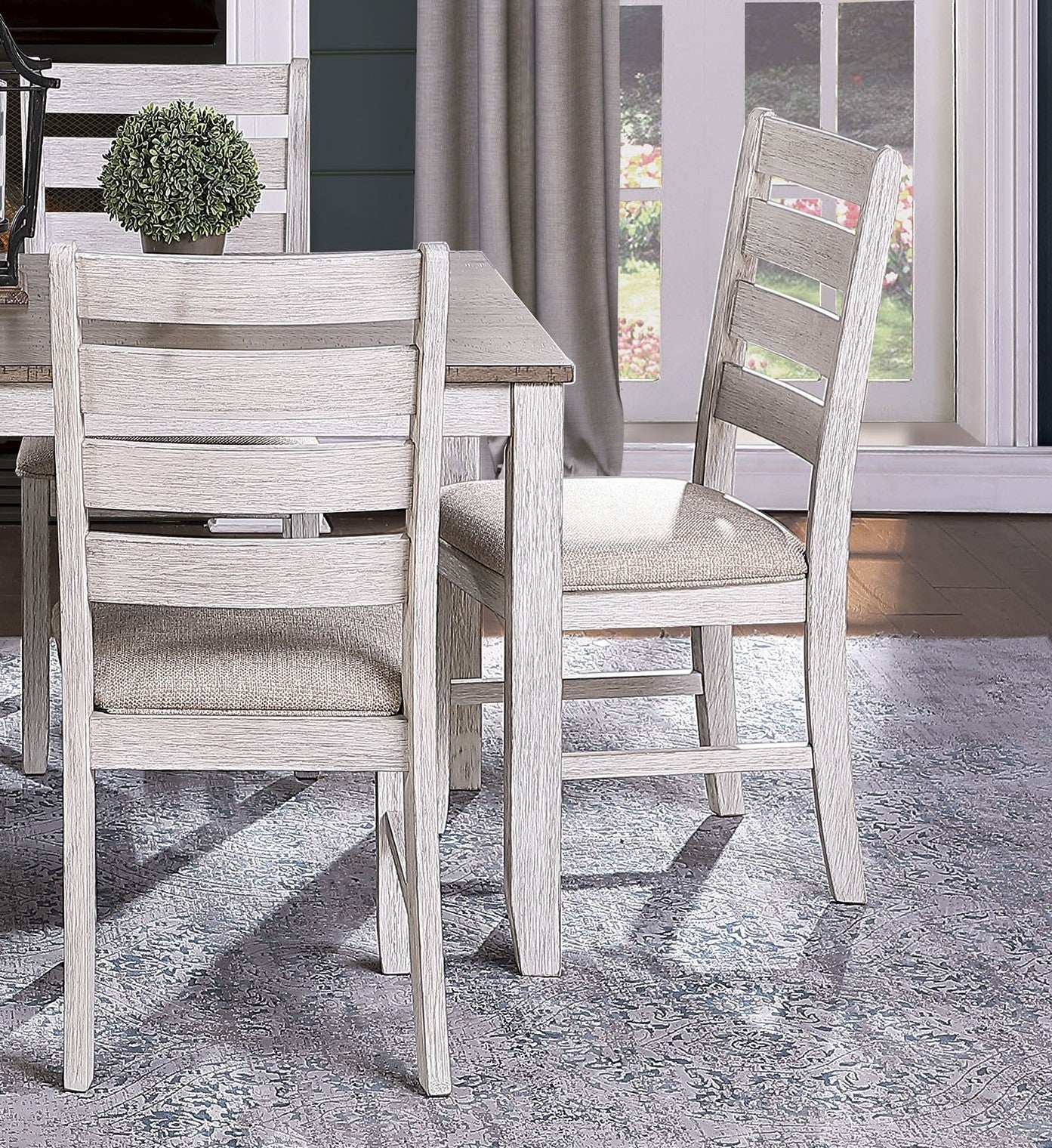 Grayish White and Brown Finish Casual Dining Room multicolor-seats 4-dining room-rectangular-dining