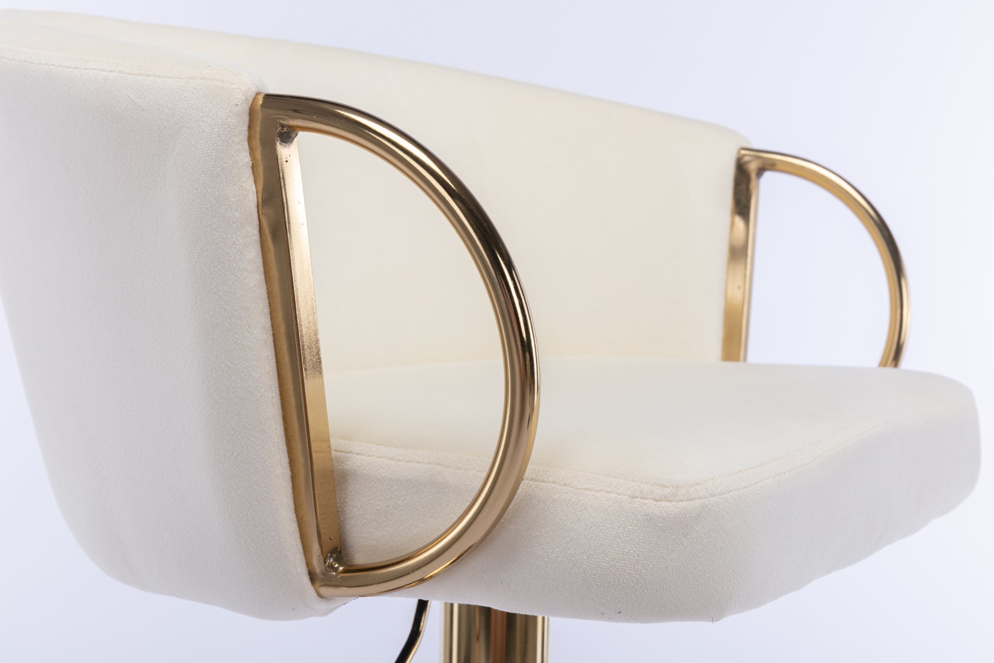 Set Of 2 Bar Stools,With Chrome Footrest And Base Swivel Height Adjustable Mechanical Lifting Velvet Golden Leg Simple Bar Stool Ivory Ivory Foam Fabric