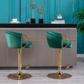 Set Of 2 Bar Stools,With Chrome Footrest And Base Swivel Height Adjustable Mechanical Lifting Velvet Golden Leg Simple Bar Stool Green Green Foam Fabric