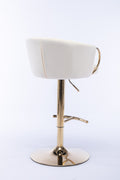 Set Of 2 Bar Stools,With Chrome Footrest And Base Swivel Height Adjustable Mechanical Lifting Velvet Golden Leg Simple Bar Stool Ivory Ivory Foam Fabric