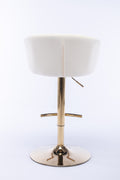 Set Of 2 Bar Stools,With Chrome Footrest And Base Swivel Height Adjustable Mechanical Lifting Velvet Golden Leg Simple Bar Stool Ivory Ivory Foam Fabric