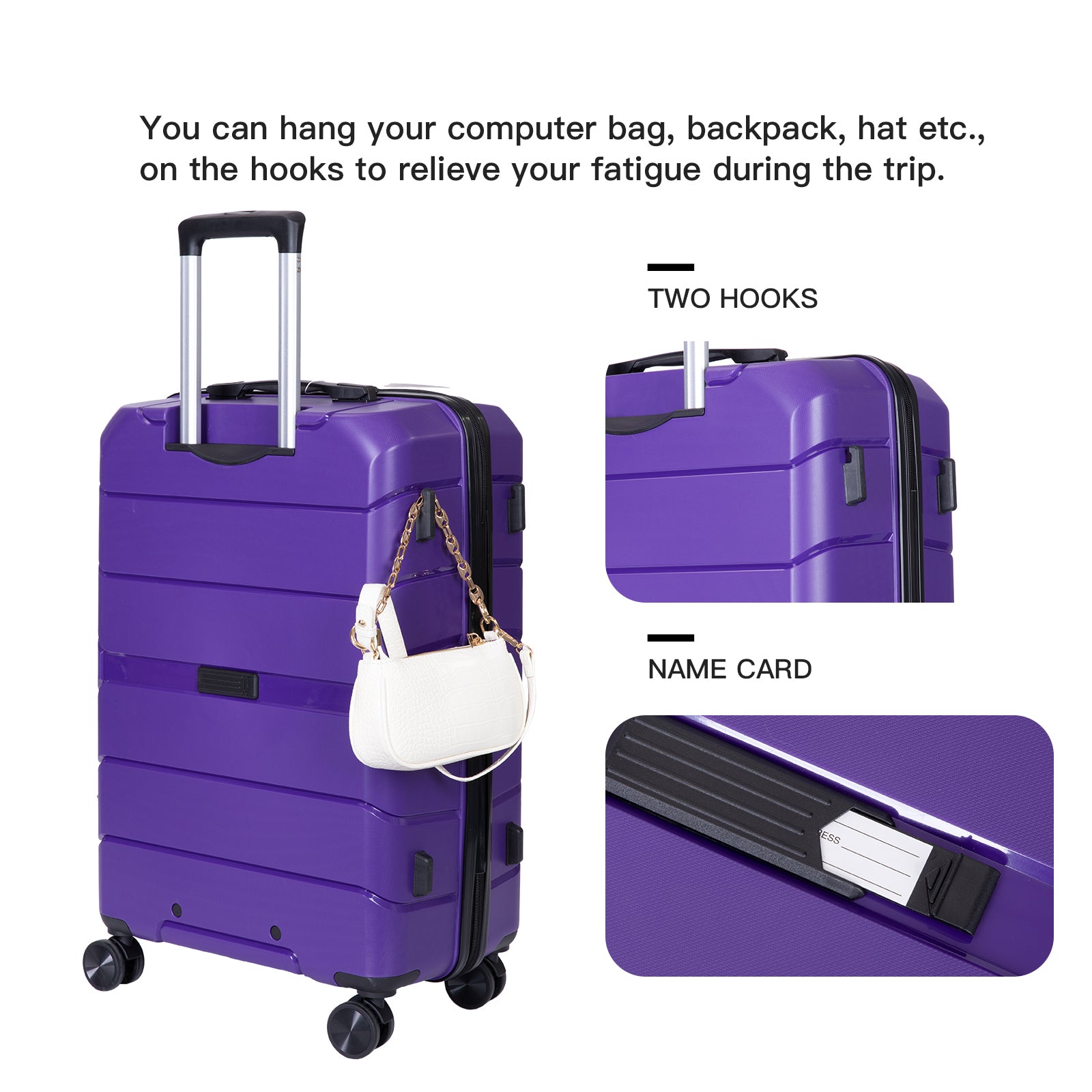 Hardshell Suitcase Spinner Wheels PP Luggage Sets purple-polypropylene