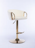 Set Of 2 Bar Stools,With Chrome Footrest And Base Swivel Height Adjustable Mechanical Lifting Velvet Golden Leg Simple Bar Stool Ivory Ivory Foam Fabric