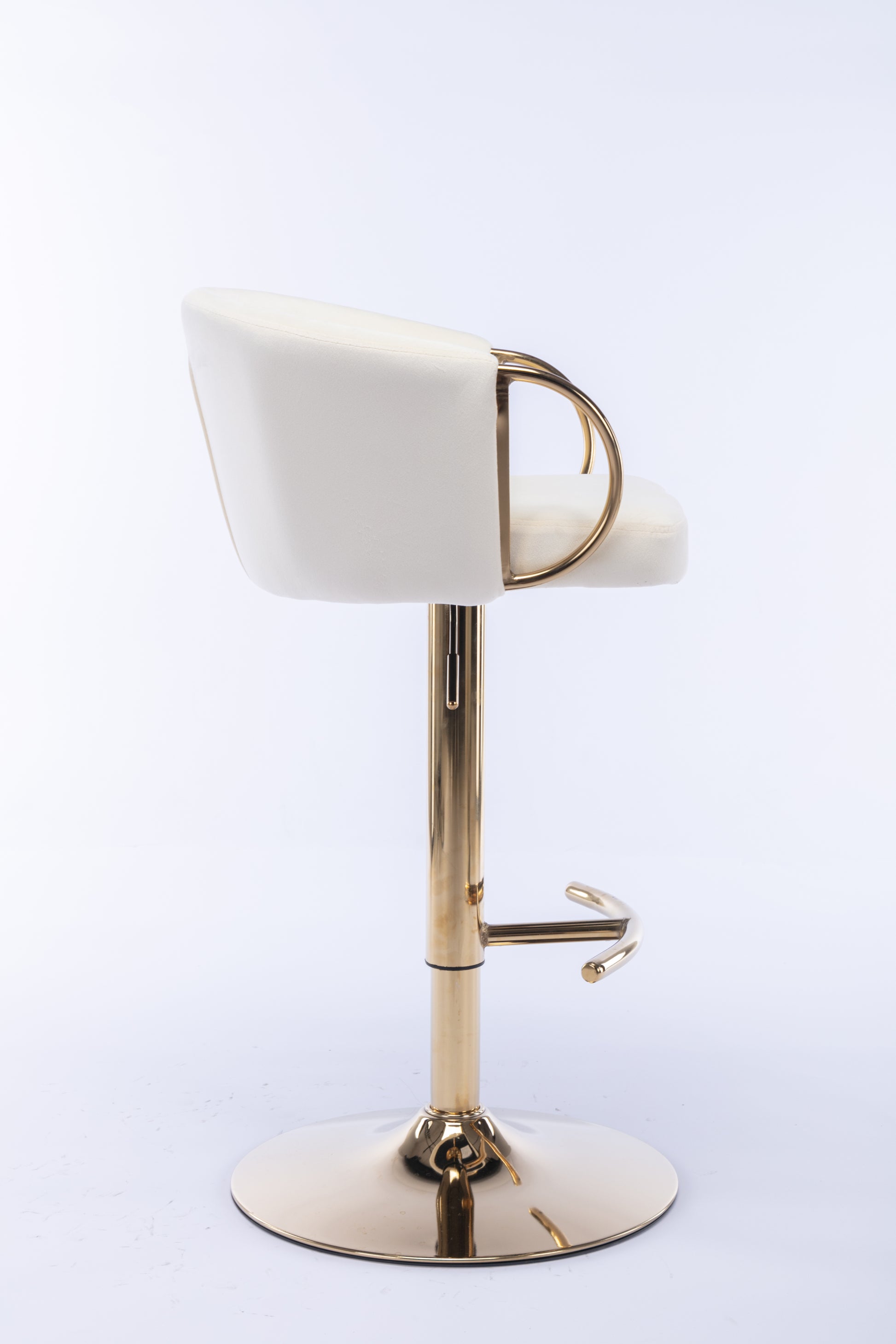 Set Of 2 Bar Stools,With Chrome Footrest And Base Swivel Height Adjustable Mechanical Lifting Velvet Golden Leg Simple Bar Stool Ivory Ivory Foam Fabric