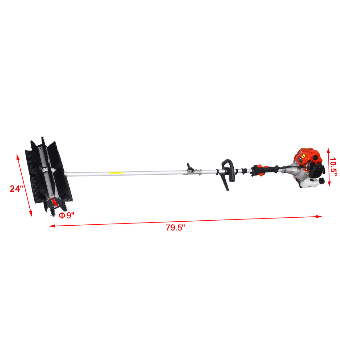 Snow Sweeper Gasoline Powered Broom Sweeper,52Cc 2 Stroke ,Broom Brush 24X9" Epa Orange Plastic