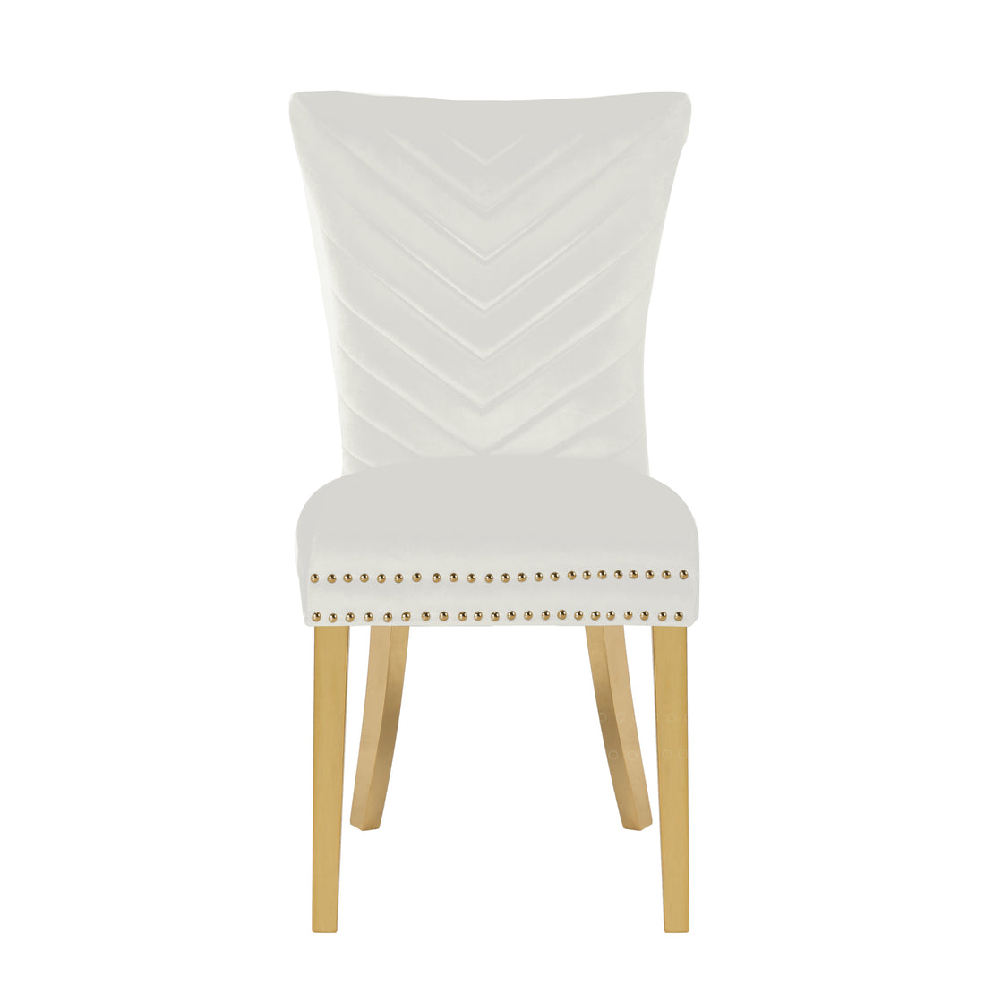 Eva 2 Piece Gold Legs Dining Chairs Finished With Velvet Fabric In Beige Beige Bedroom Contemporary,Modern Accent Chairs Acacia Solid Wood Mdf Stainless Steel