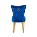 Eva 2 Piece Gold Legs Dining Chairs Finished With Velvet Fabric In Blue Acacia Wood Blue Bedroom Contemporary,Modern Accent Chairs Acacia Solid Back Solid Wood Mdf Stainless Steel