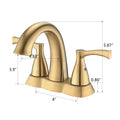 2 Handle 4 Inch Centerset Bathroom Sink Faucet With Pop Up Drain, Brushed Gold Brushed Gold Zinc