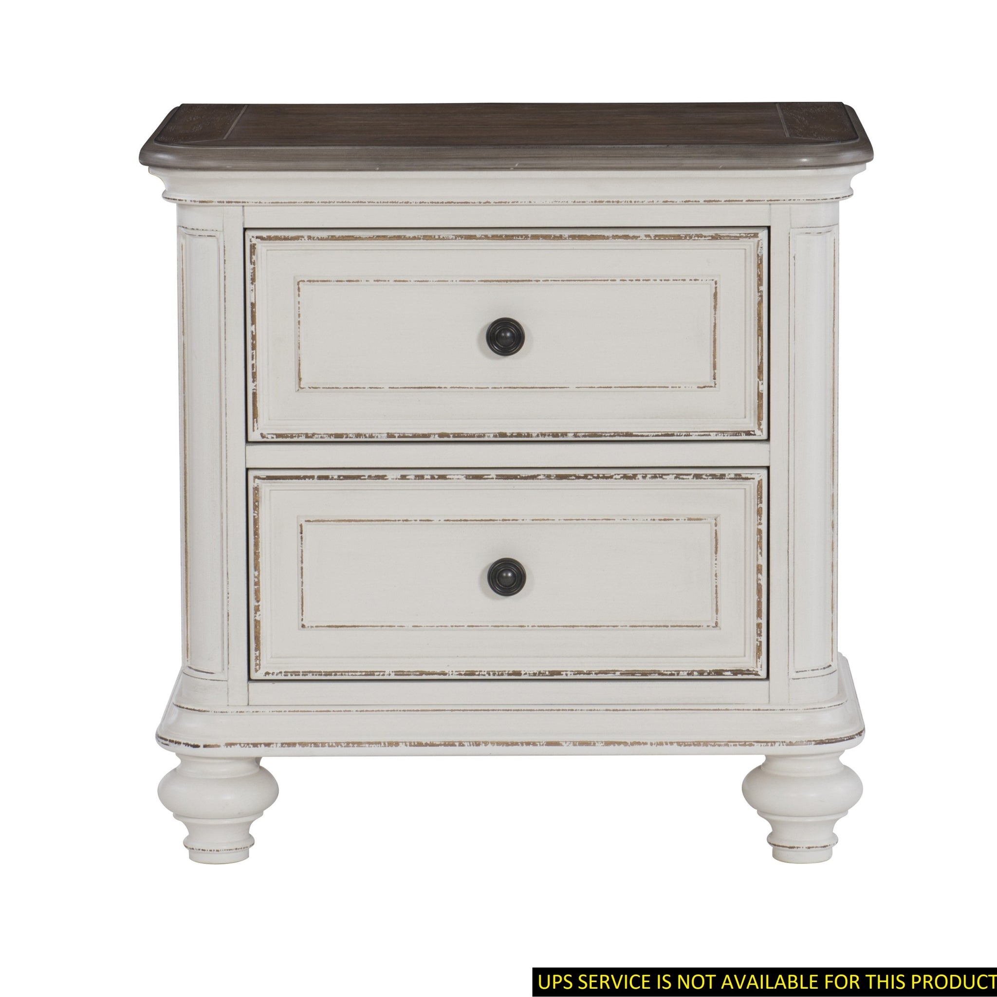 Antique White And Brown Gray Finish1Pc Nightstand Of Drawers Black Knobs Traditional Design Bedroom Furniture Antique White 2 Drawers Bedroom Traditional Wood