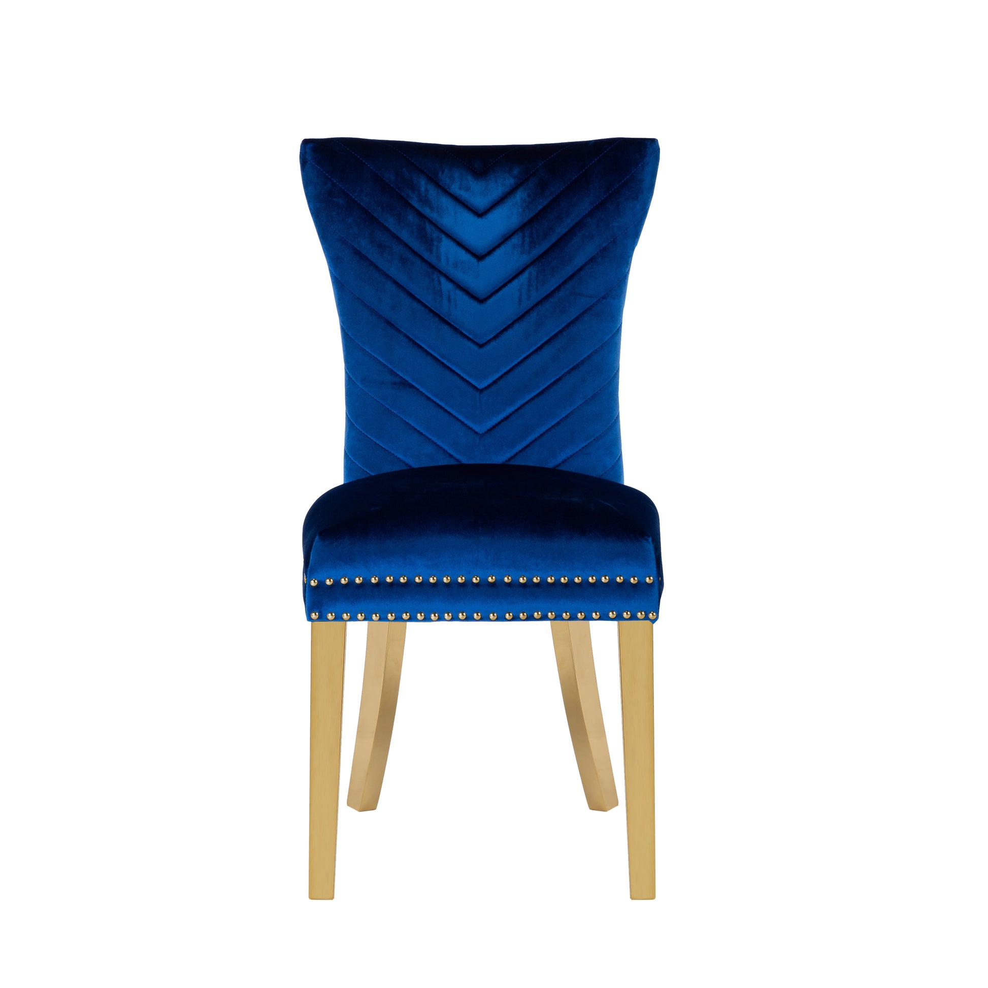 Eva 2 Piece Gold Legs Dining Chairs Finished With Velvet Fabric In Blue Acacia Wood Blue Bedroom Contemporary,Modern Accent Chairs Acacia Solid Back Solid Wood Mdf Stainless Steel