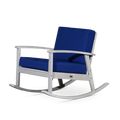 Eucalyptus Rocking Chair With Cushions, Silver Gray Finish, Navy Cushions Silver Grey Eucalyptus