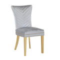 Eva 2 Piece Gold Legs Dining Chairs Finished With Velvet Fabric In Silver Silver Bedroom Contemporary,Modern Accent Chairs Acacia Solid Wood Mdf Stainless Steel