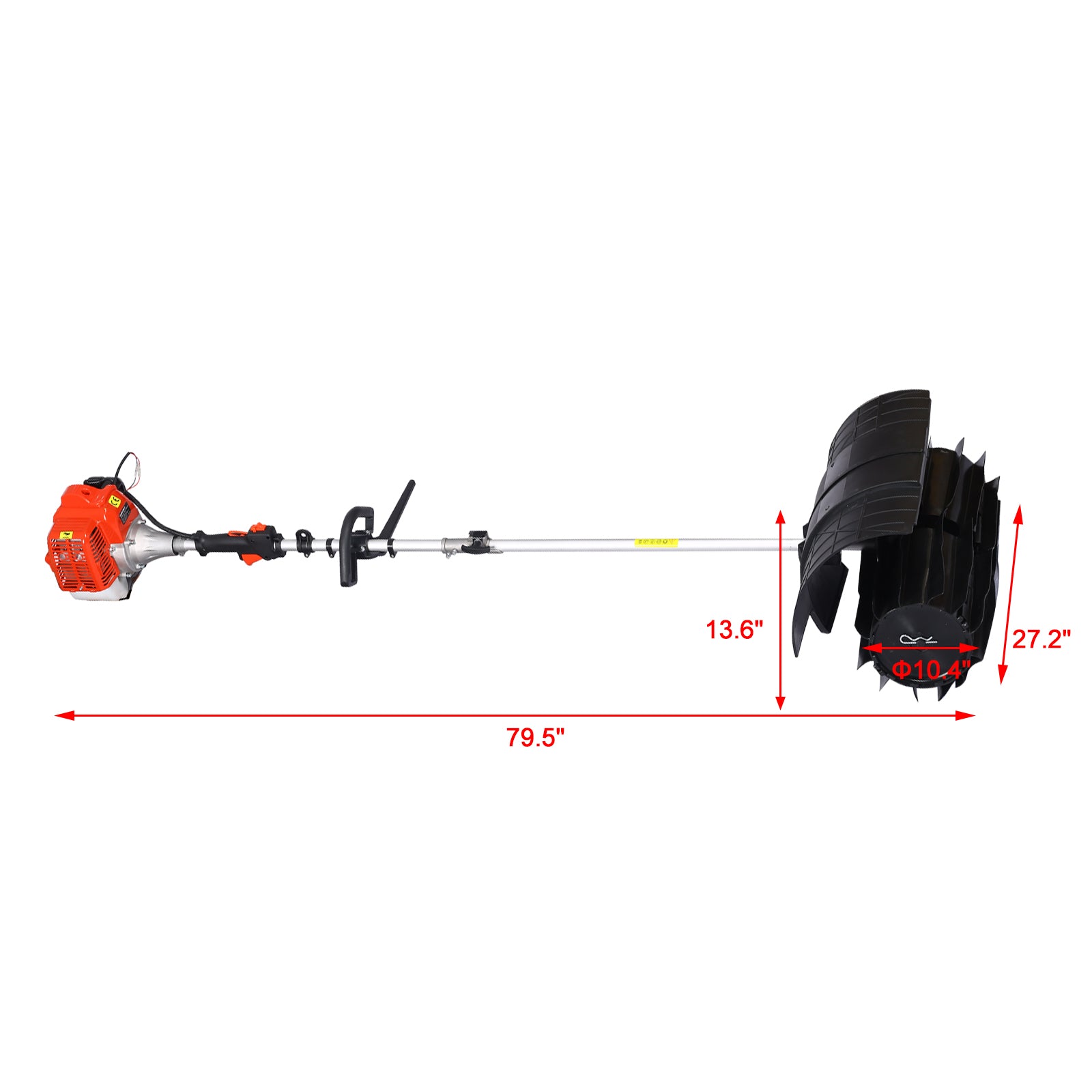 Snow Sweeper Gasoline Powered Paddle Pro,52Cc 2 Stroke ,With 2Pcs Paddle 27.2X10.4" Epa Orange Plastic