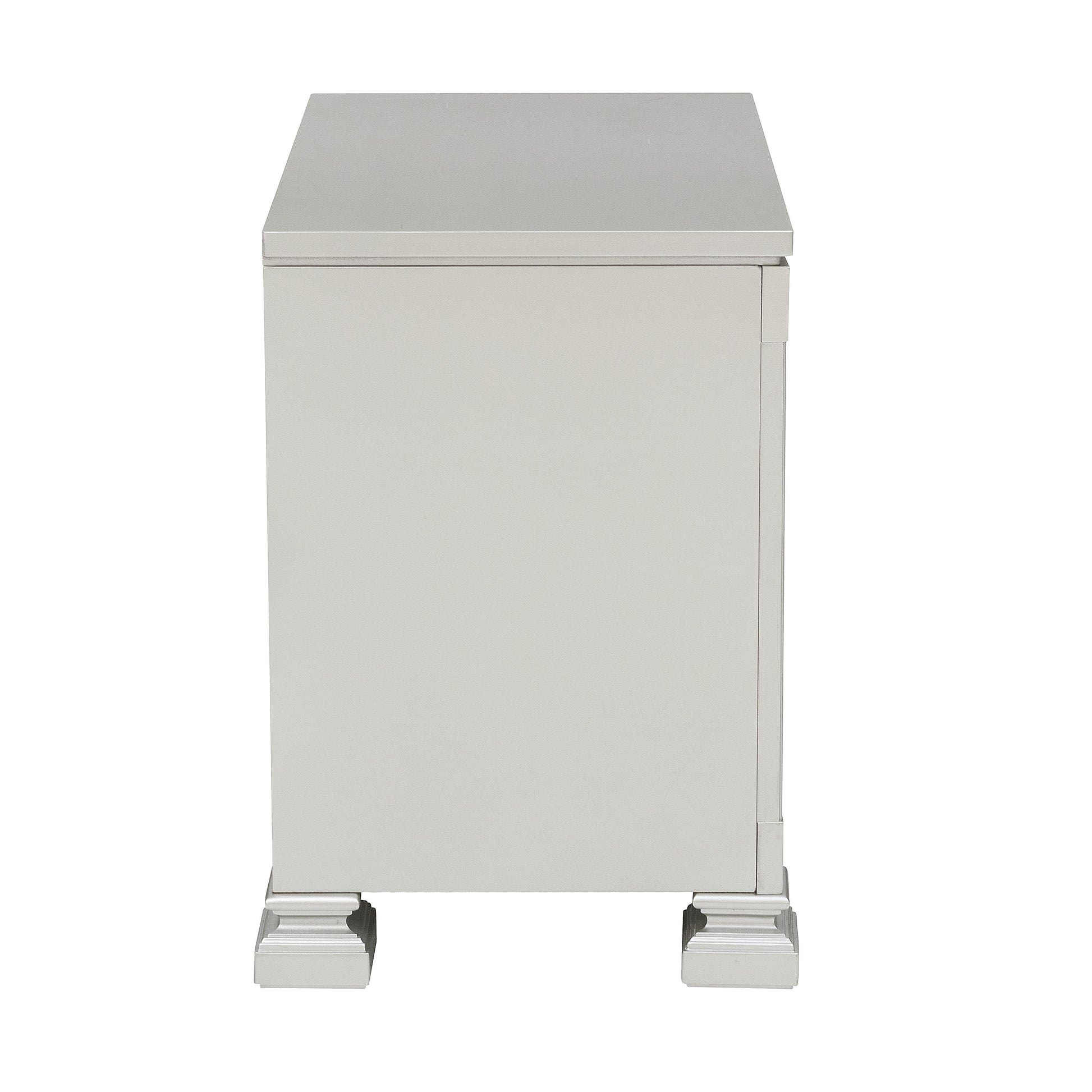 Glamorous Modern Design 1Pc Nightstand Of 2X Drawers Faux Crystal Knobs Silver Finish Furniture Silver 2 Drawers Bedroom Glam,Modern Wood