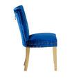 Eva 2 Piece Gold Legs Dining Chairs Finished With Velvet Fabric In Blue Acacia Wood Blue Bedroom Contemporary,Modern Accent Chairs Acacia Solid Back Solid Wood Mdf Stainless Steel