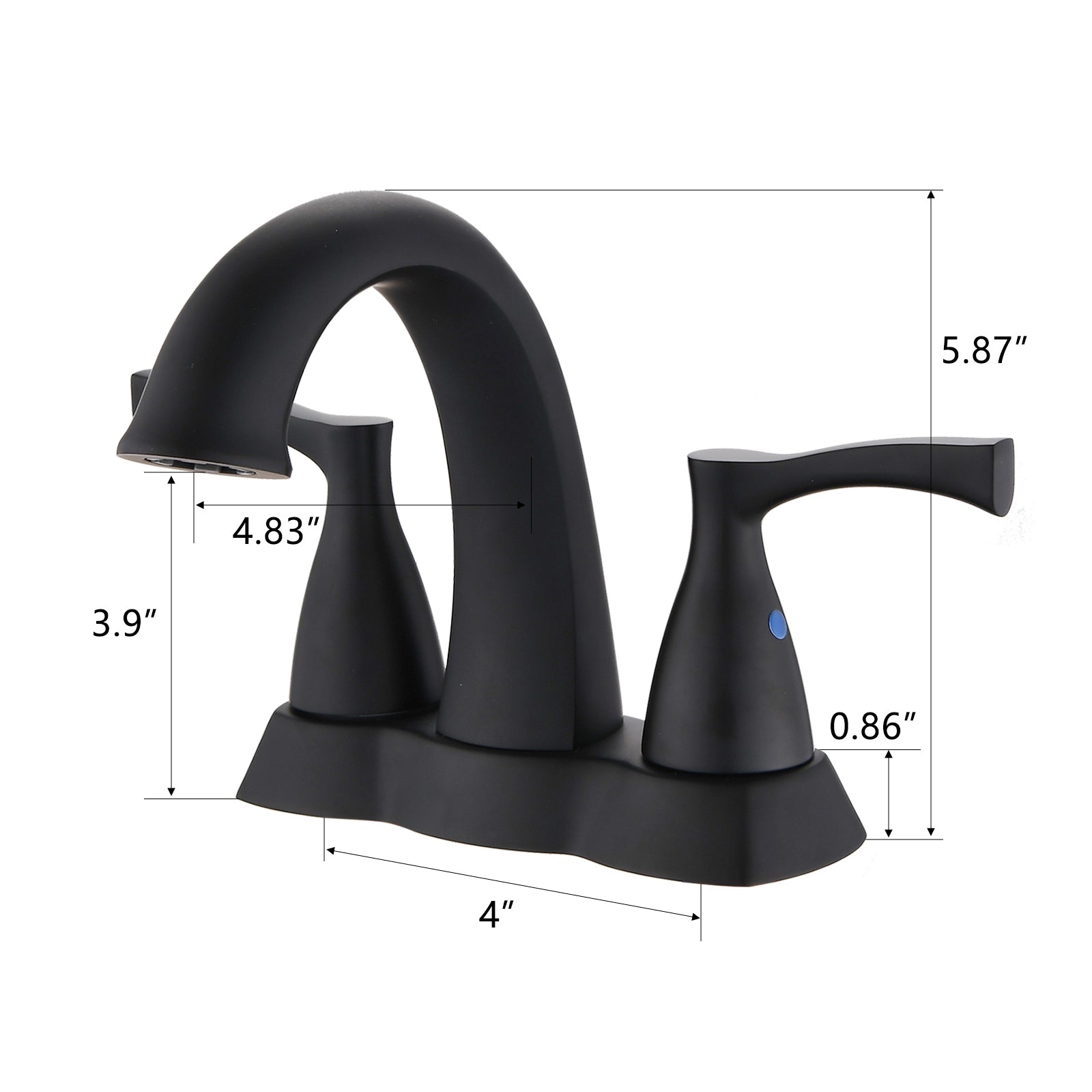 2 Handle 4 Inch Centerset Bathroom Sink Faucet With Pop Up Drain, Matte Black Matte Black Zinc