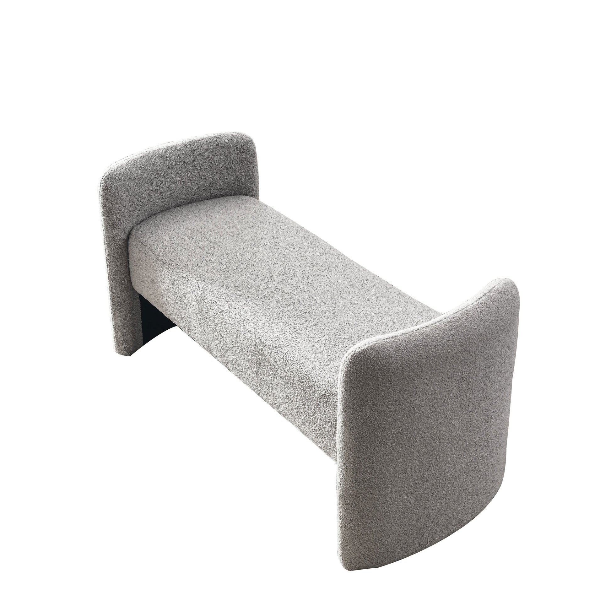 Welike 52" Bench For Bedroom End Of Bed Modern Contemporary Design Ottoman Couch Long Bench Window Sitting Fireplace Bench, Teddy Grey Teddy Foam Polyester