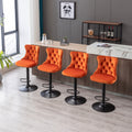 Swivel Velvet Barstools Adjusatble Seat Height From 25 33 Inch,17.7Inch Base, Modern Upholstered Bar Stools With Backs Comfortable Tufted For Home Pub And Kitchen Island,Orange,Set Of 2 Orange Dining Room American Design Foam Velvet