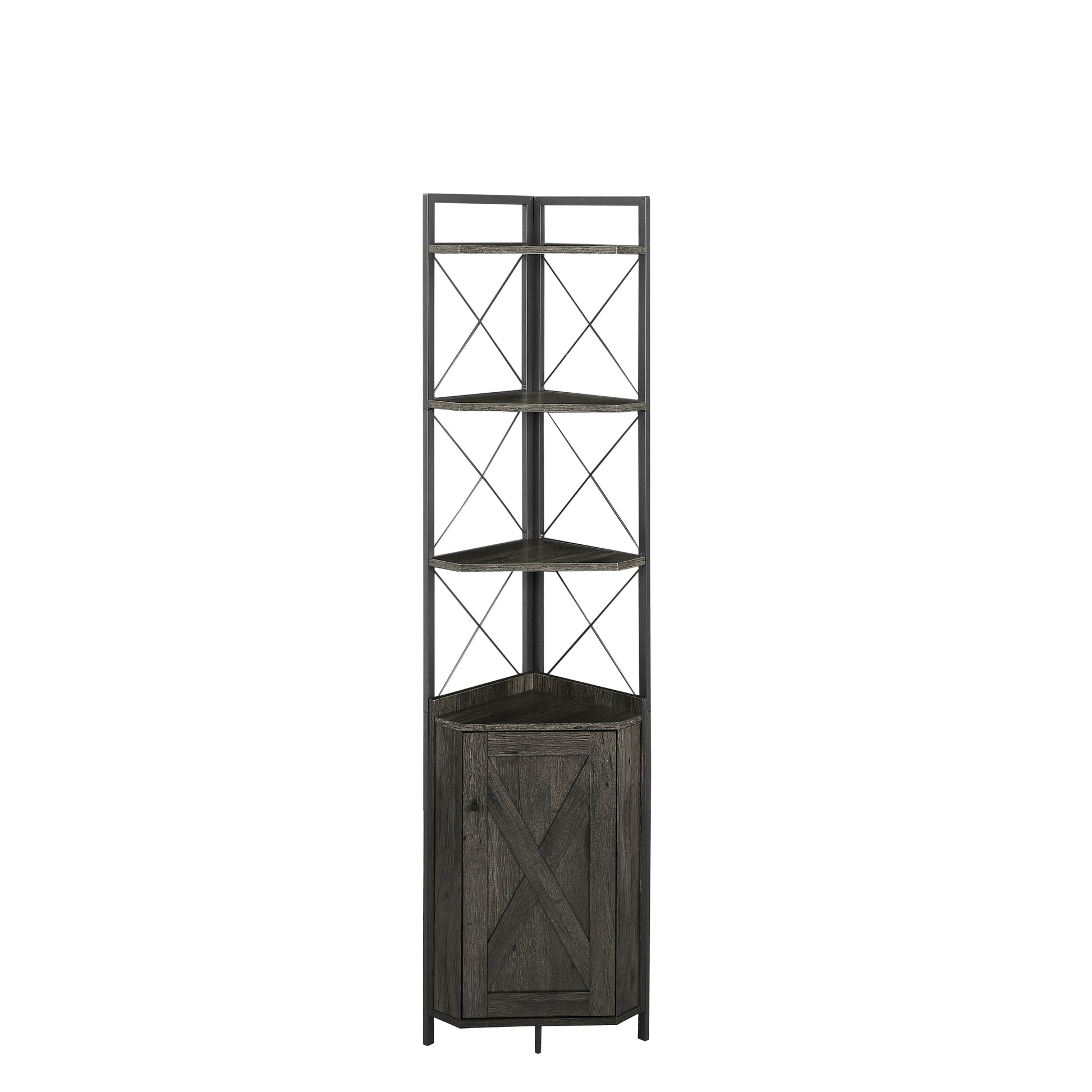 Corner Shelf 5 Tier With Storage Corner Cabinet -