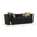 Button Tufted 2 Pc Sofa Set With Velvet Fabric And Gold Accent In Black Black Velvet 5 Seat