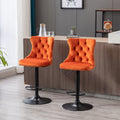 Swivel Velvet Barstools Adjusatble Seat Height From 25 33 Inch,17.7Inch Base, Modern Upholstered Bar Stools With Backs Comfortable Tufted For Home Pub And Kitchen Island,Orange,Set Of 2 Orange Dining Room American Design Foam Velvet