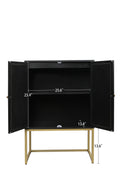 2 Door High Cabinet,Natural Rattan 2 Door High Cabinet, Built In Adjustable Shelf, Easy Assembly, Free Standing Cabinet For Living Room Bedroom,Hallway Black Particle Board