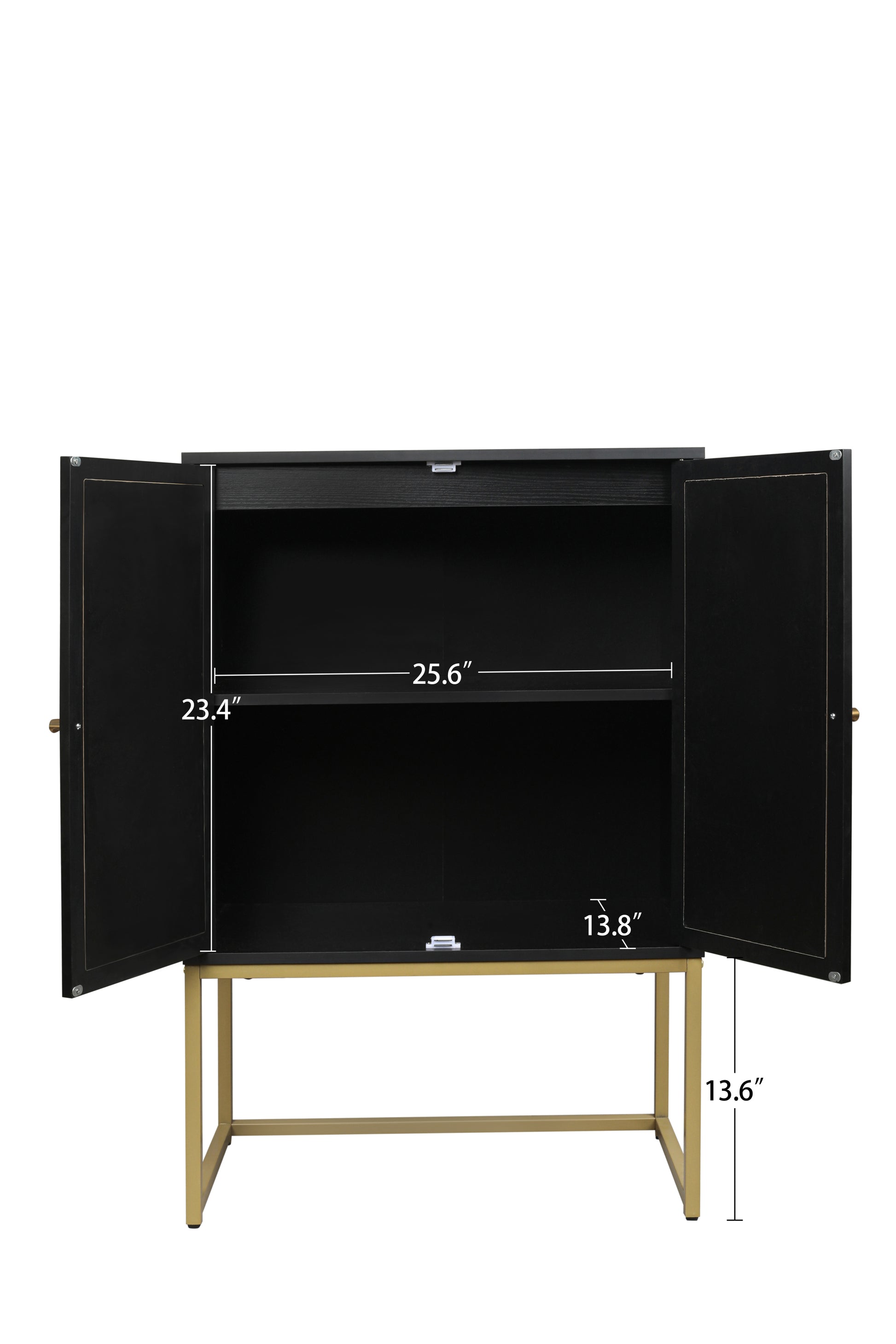 2 Door High Cabinet,Natural Rattan 2 Door High Cabinet, Built In Adjustable Shelf, Easy Assembly, Free Standing Cabinet For Living Room Bedroom,Hallway Black Particle Board