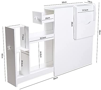 Bathroom Storage Cabinet Side Cabinet Space Saving Cabinet,White White Mdf