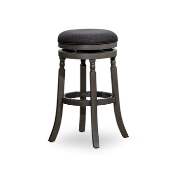 30" Bar Stool, Weathered Gray Finish, Charcoal Fabric Seat Gray Fabric