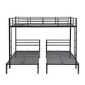 Full Over Twin&Twin Size Bunk Bed With Built In Shelf, Black Full Black Metal