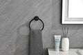 6 Piece Bathroom Towel Rack Set Wall Mount matt black-aluminium