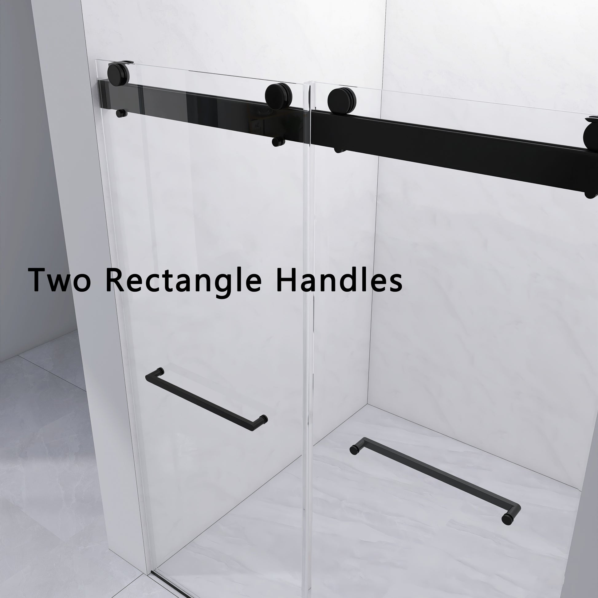 Frameless Double Sliding Shower, 69" 72" Width, 79" Height, 3 8" 10 Mm Clear Tempered Glass,Designed For Smooth Door With Clear Tempered Glass And Stainless Steel Hardware In Matte Black Finish Matte Black Bathroom Modern Glass