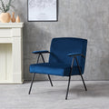 Cloth Leisure, Black Metal Frame Recliner, For Living Room And Bedroom, Blue Blue Cotton Textile