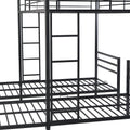 Full Over Twin&Twin Size Bunk Bed With Built In Shelf, Black Full Black Metal