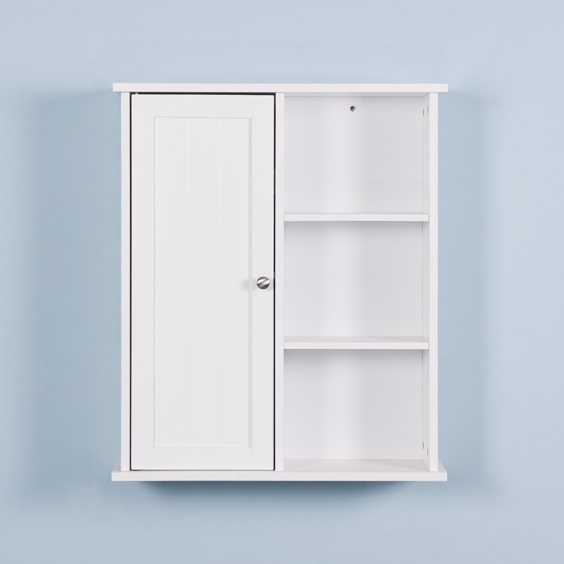 Wall Mount Medicine Cabinet With A Door, Wooden Bathroom Storage Cabinet With Adjustable Shelf White Mdf