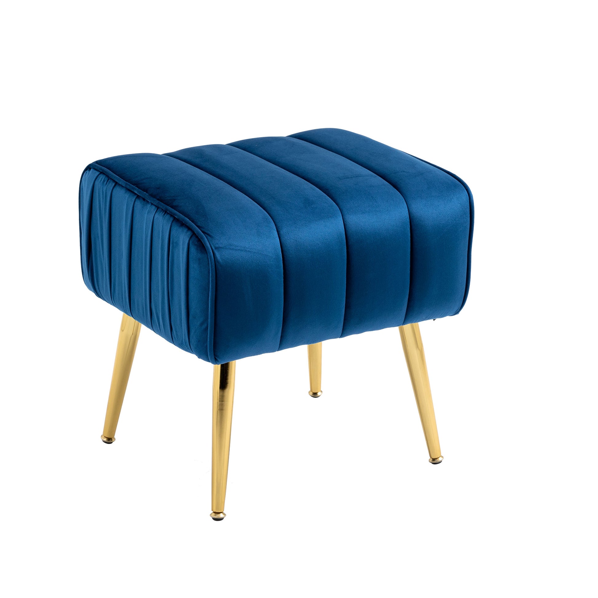 Velvet Accent Chair With Ottoman, Modern Tufted Barrel Chair Ottoman Set For Living Room Bedroom, Golden Finished, Blue Blue Foam Velvet