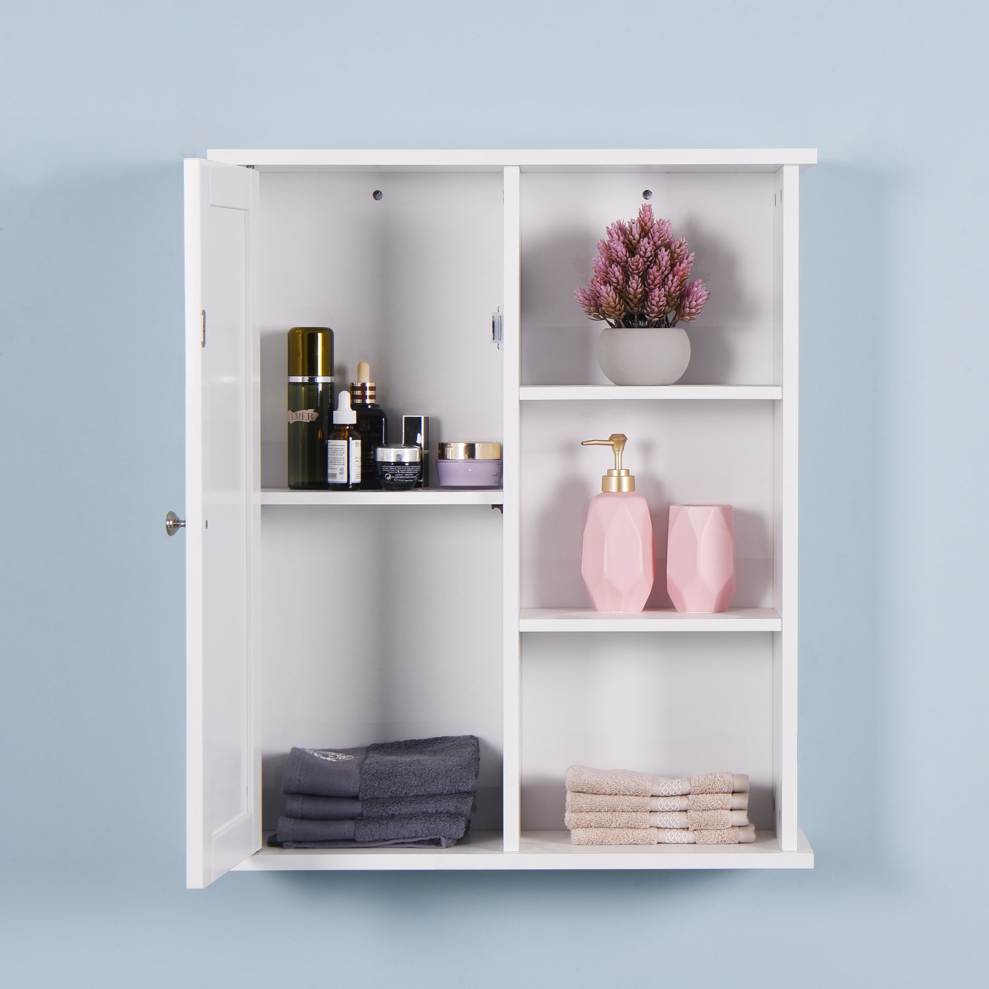 Wall Mount Medicine Cabinet With A Door, Wooden Bathroom Storage Cabinet With Adjustable Shelf White Mdf