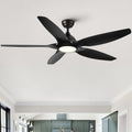 60 In Intergrated Led Ceiling Fan Lighting With Black Abs Blade Black Abs