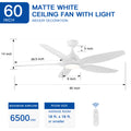 Modern 60 In Intergrated Led Ceiling Fan Lighting With White Abs Blade White Abs