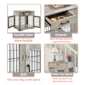 Furniture Style Dog Crate End Table With Drawer, Pet Kennels With Double Doors, Dog House Indoor Use, Grey, 29.9'' W X 24.8'' D X 30.71'' H. Gray Particle Board