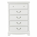 Classic Traditional Style White Finish 1Pc Chest Of 5X Dovetail Drawers Wooden Bedroom Furniture White Bedroom Classic,Traditional Wood