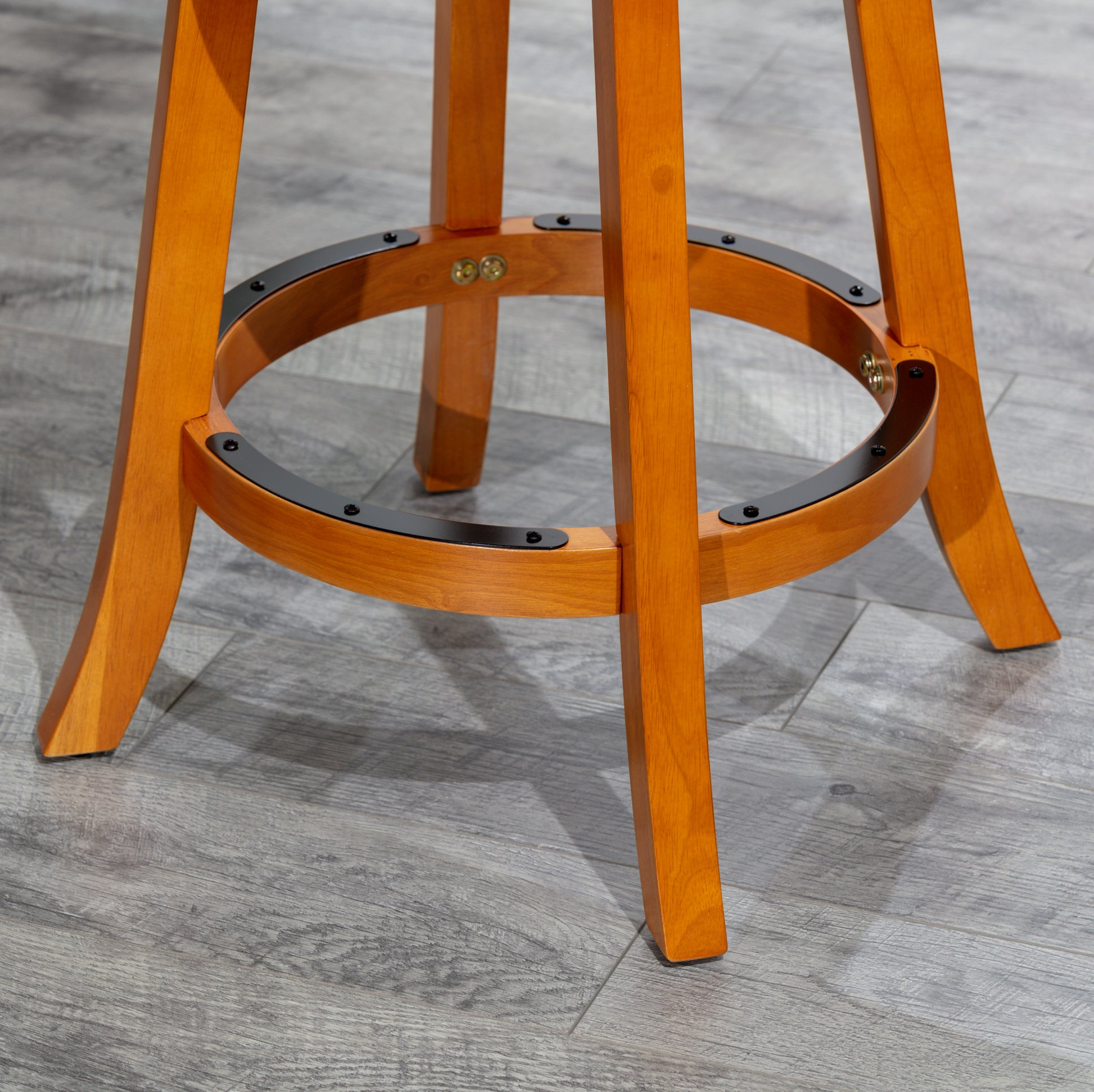 24" Counter Height X Back Swivel Stool, Natural Finish, Beige Fabric Seat Natural Fabric